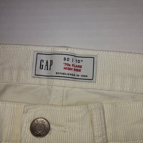 Gap 70's Flare Hi Rise Ivory Frost Corduroy Pants Size 30T NWOT - Picture 8 of 11